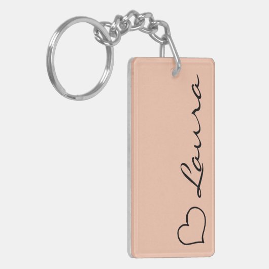 Heart Your Name Script Custom Gift Keychain (Voorkant Links)