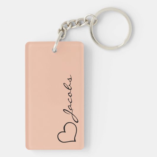 Heart Your Name Script Custom Gift Keychain (achterkant)