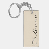 Heart Your Name Script Custom Gift Keychain (Voorkant Links)