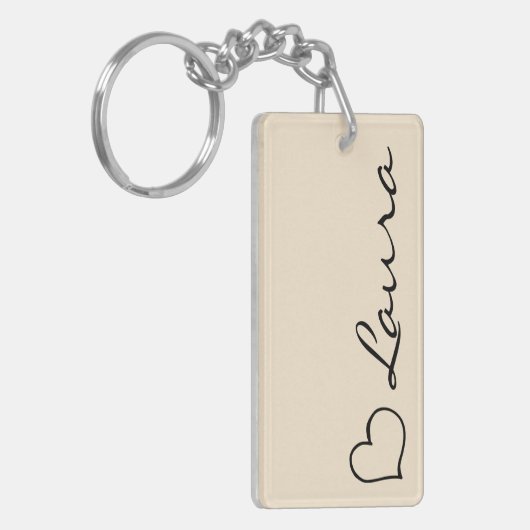 Heart Your Name Script Custom Gift Keychain (Voorkant Links)