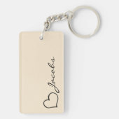 Heart Your Name Script Custom Gift Keychain (achterkant)