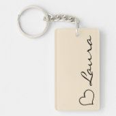 Heart Your Name Script Custom Gift Keychain (Voorkant)