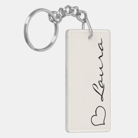 Heart Your Name Script Custom Gift Keychain (Voorkant Links)