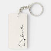 Heart Your Name Script Custom Gift Keychain (achterkant)
