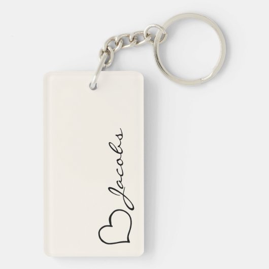 Heart Your Name Script Custom Gift Keychain (achterkant)