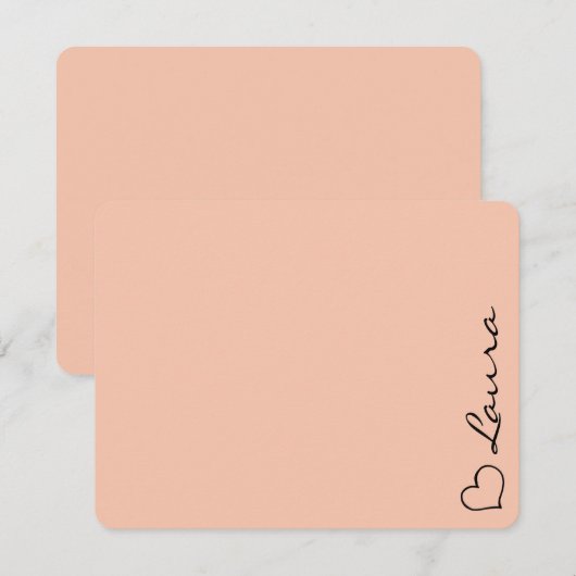 Heart Your Name Script Custom Gift Note Card Notitiekaartje (Voorkant / Achterkant)