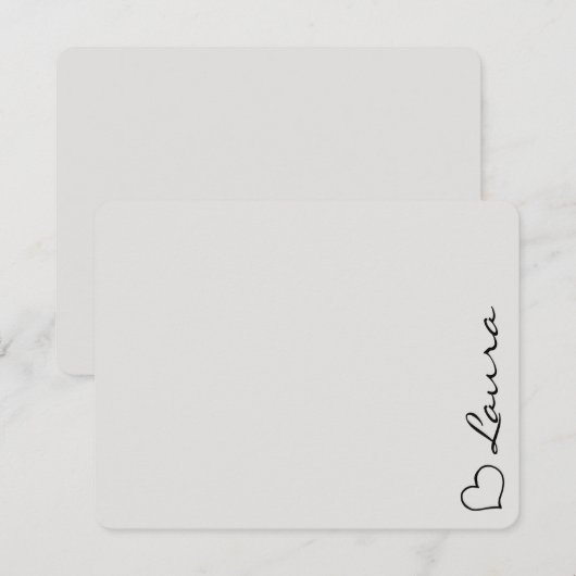 Heart Your Name Script Custom Gift Note Card Notitiekaartje (Voorkant / Achterkant)
