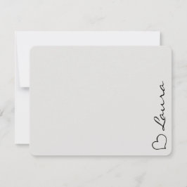 Heart Your Name Script Custom Gift Note Card Notitiekaartje