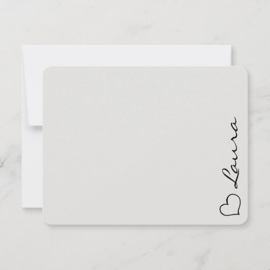 Heart Your Name Script Custom Gift Note Card Notitiekaartje (Voorkant)