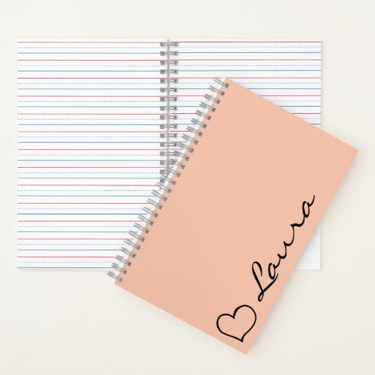 Heart Your Name Script Custom Gift Notebook Notitieboek (Binnen)