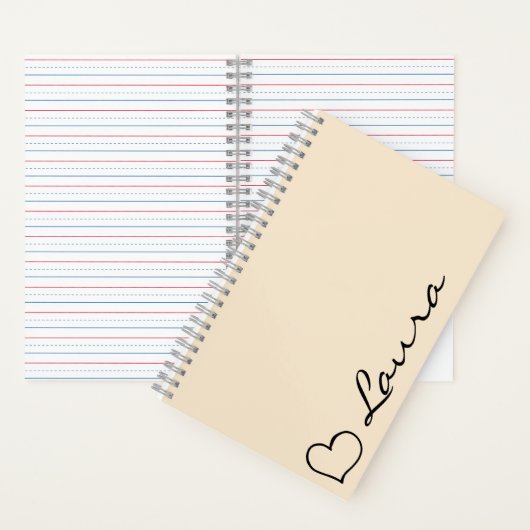 Heart Your Name Script Custom Gift Notebook Notitieboek (Binnen)