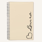 Heart Your Name Script Custom Gift Notebook Notitieboek (Voorkant)