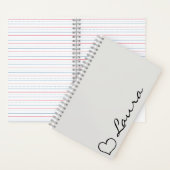 Heart Your Name Script Custom Gift Notebook Notitieboek (Binnen)