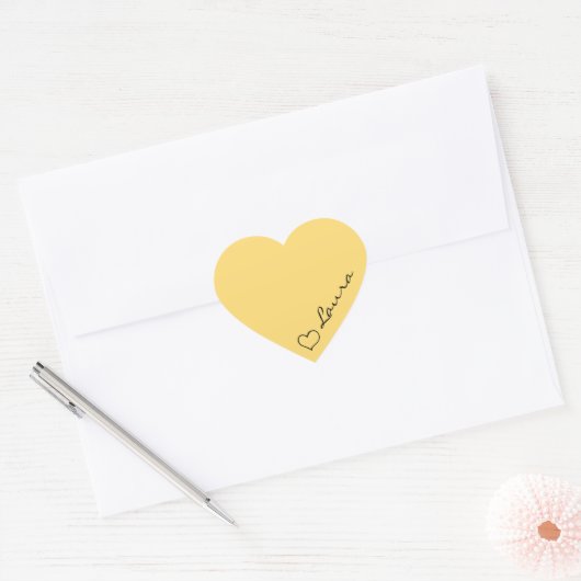 Heart Your Name Script Custom Gift Sticker (Envelop)