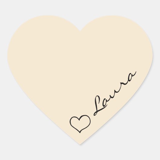 Heart Your Name Script Custom Gift Sticker (Voorkant)