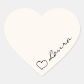 Heart Your Name Script Custom Gift Sticker (Voorkant)