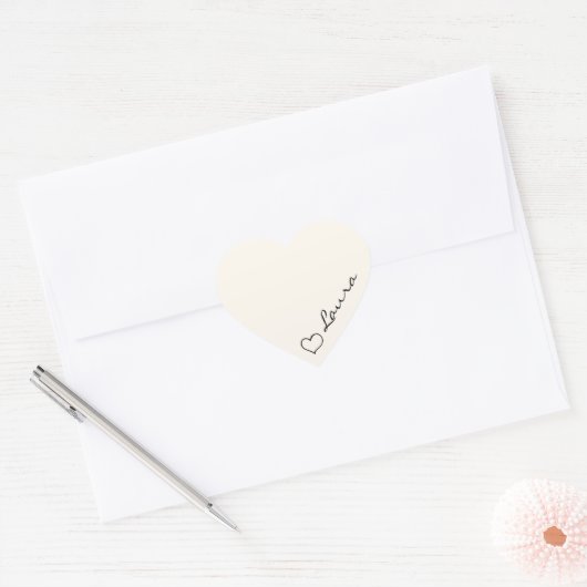 Heart Your Name Script Custom Gift Sticker (Envelop)