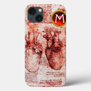 Heart, zijn bloedvaten Parchment Red Gem Monogram Case-Mate iPhone Case