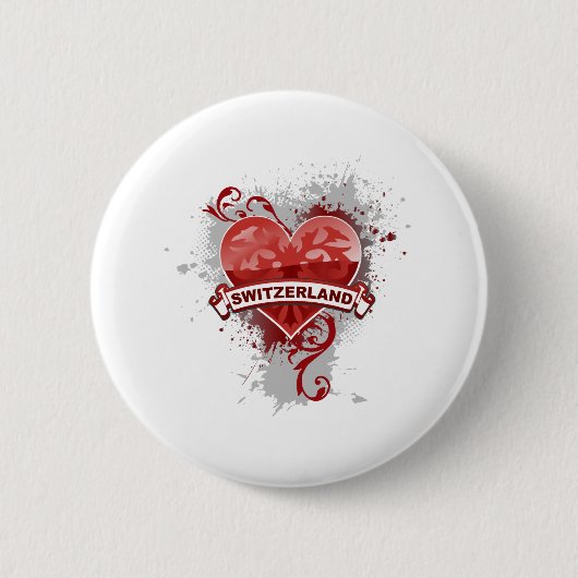 Heart Zwitserland Ronde Button 5,7 Cm (Voorkant)