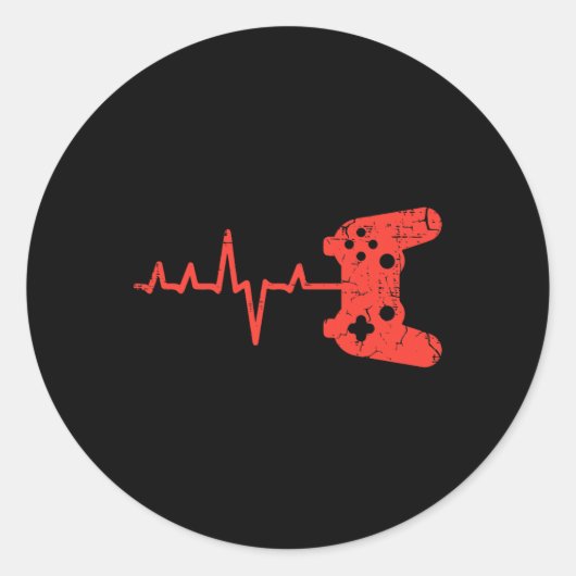 Heartbeart Game Controller Video Gaming Mannen Boy Ronde Sticker (Voorkant)