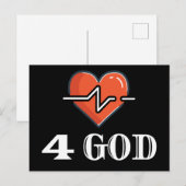 Heartbeat 4 God Red en White Briefkaart (Voorkant / Achterkant)