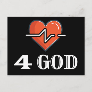 Heartbeat 4 God Red en White Briefkaart