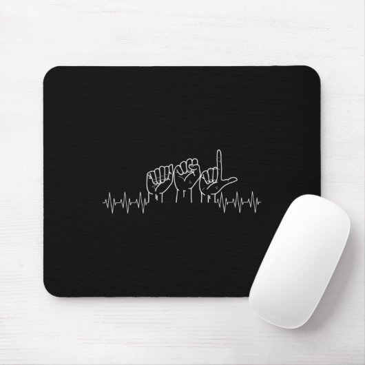 Heartbeat ASL Design voor ASL liefhebber Deaf Day Muismat (Met muis)
