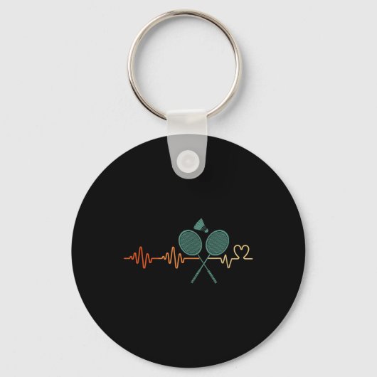 Heartbeat Badminton Shuttle Racket Retro Player Gi Sleutelhanger (Voorkant)
