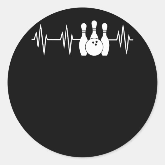 Heartbeat Bowling Heart Bowling Pin en Ball Ronde Sticker (Voorkant)