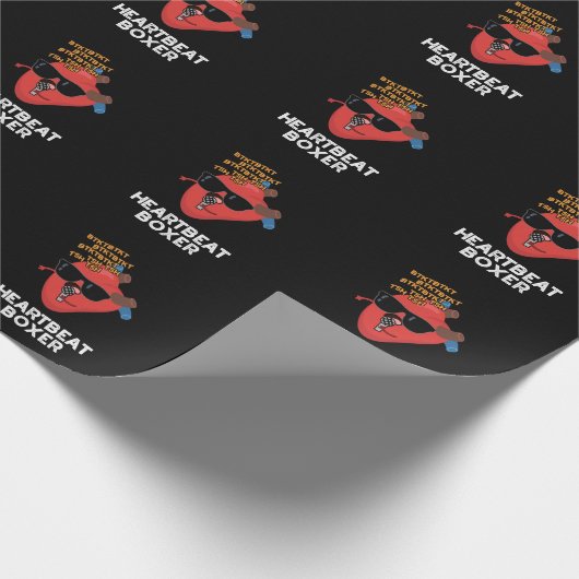 Heartbeat Boxer Funny Music Heart Pun Dark BG Cadeaupapier (Hoek)