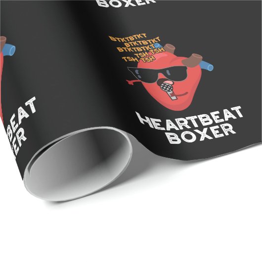 Heartbeat Boxer Funny Music Heart Pun Dark BG Cadeaupapier (Rol Hoek)