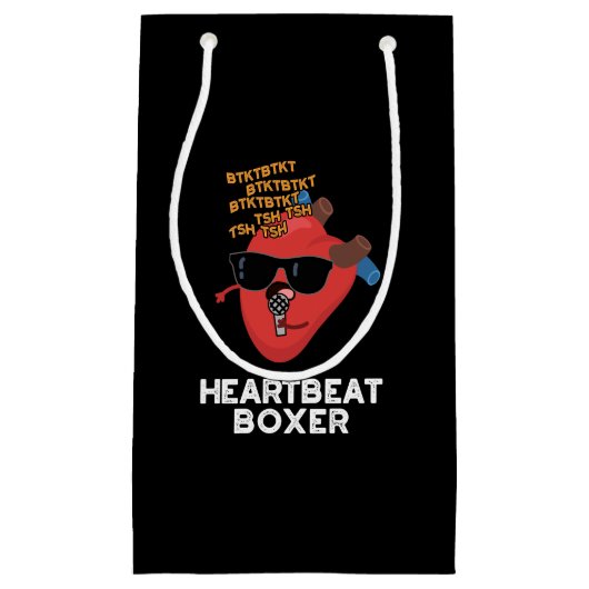Heartbeat Boxer Funny Music Heart Pun Dark BG Klein Cadeauzakje (Voorkant)