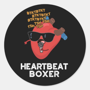 Heartbeat Boxer Funny Music Heart Pun Dark BG Ronde Sticker