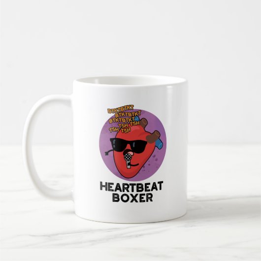 Heartbeat Boxer Funny Music Heart Pun Koffiemok (Links)