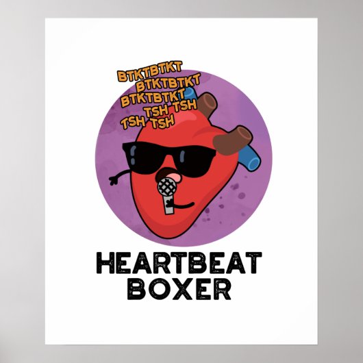 Heartbeat Boxer Funny Music Heart Pun Poster (Voorkant)
