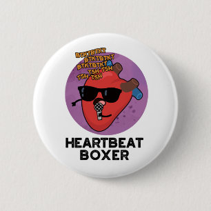 Heartbeat Boxer Funny Music Heart Pun Ronde Button 5,7 Cm