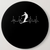 Heartbeat-cadeau voor skiërs ronde button 6,0 cm (Voorkant)