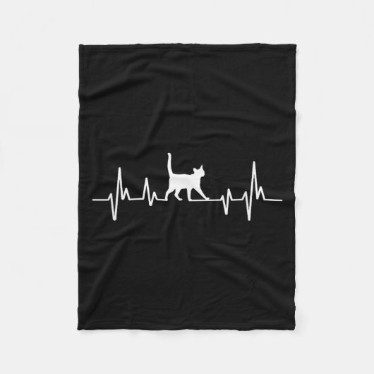 Heartbeat Cat Fleece Deken (Voorkant)