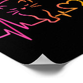 Heartbeat Cat Lover Animal Silhouette Cute Cat  Poster (Hoek)