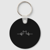 Heartbeat Cat Lover Silhouette Schattige Cat Owner Sleutelhanger (Voorkant)