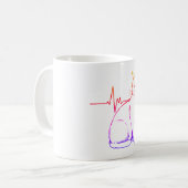 Heartbeat Cat Pulse, Unique Feline Illustration Koffiemok (Voorkant links)