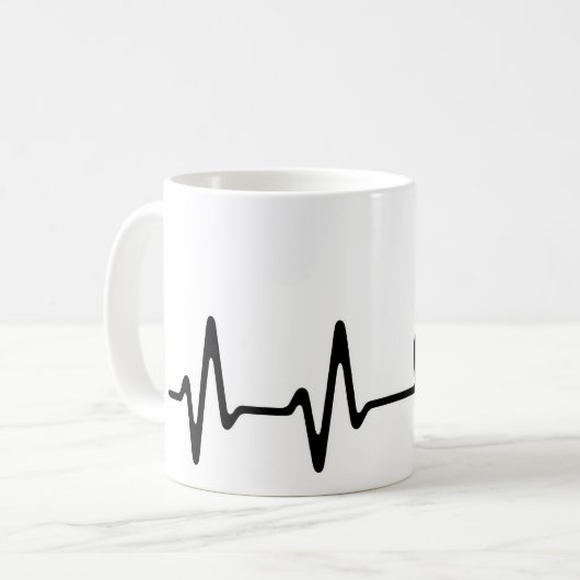 Heartbeat Coffee Line Art Design Koffiemok (Voorkant links)
