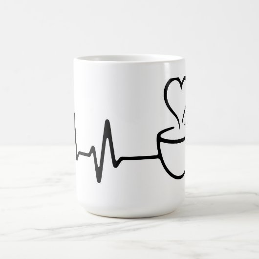 Heartbeat Coffee Line Art Design Magische Mok (Midden)