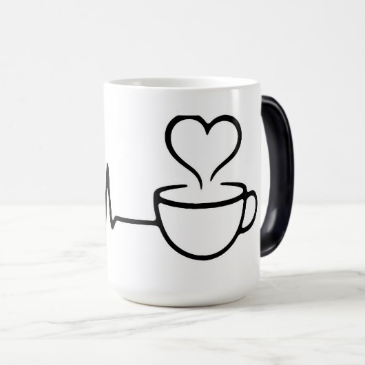 Heartbeat Coffee Line Art Design Magische Mok (Voorkant rechts)