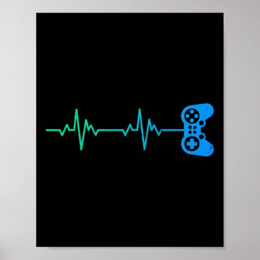 Heartbeat Cool Videogame Controller voor nerdy spe Poster (Voorkant)