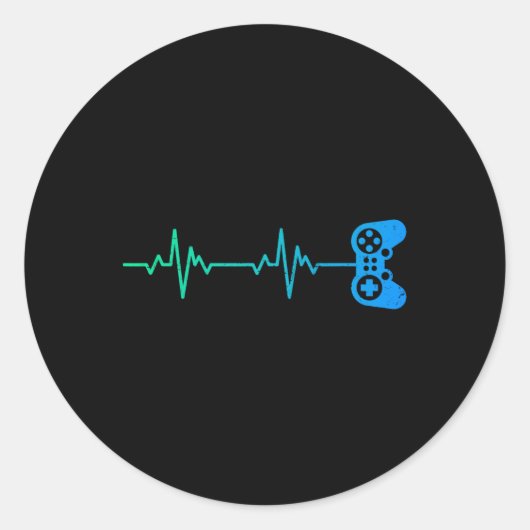 Heartbeat Cool Videogame Controller voor nerdy spe Ronde Sticker (Voorkant)