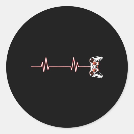Heartbeat Cool Videogame Controller voor nerdy spe Ronde Sticker (Voorkant)