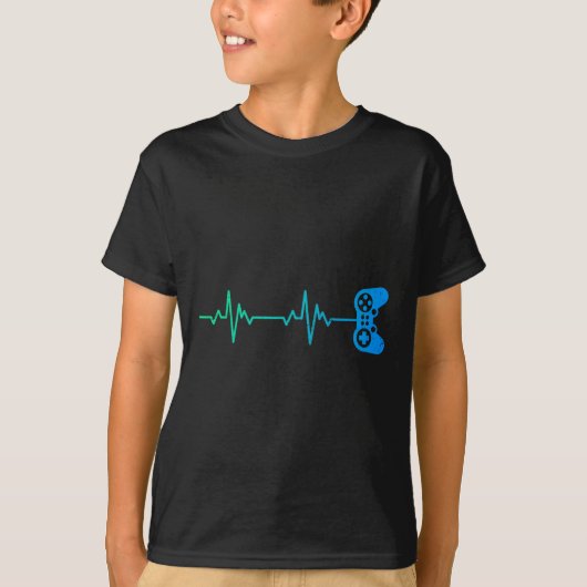 Heartbeat Cool Videogame Controller voor nerdy spe T-shirt (Voorkant)