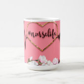 Heartbeat Design en Nursing Life Hashtag Koffiemok (Center)