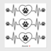 Heartbeat Dog en Heart Cling en Sticker (Vel)